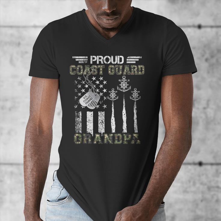 Proud Coast Guard Grandpa US Coast Guard Graduation Grandpa Men's V-Neck T-Shirt