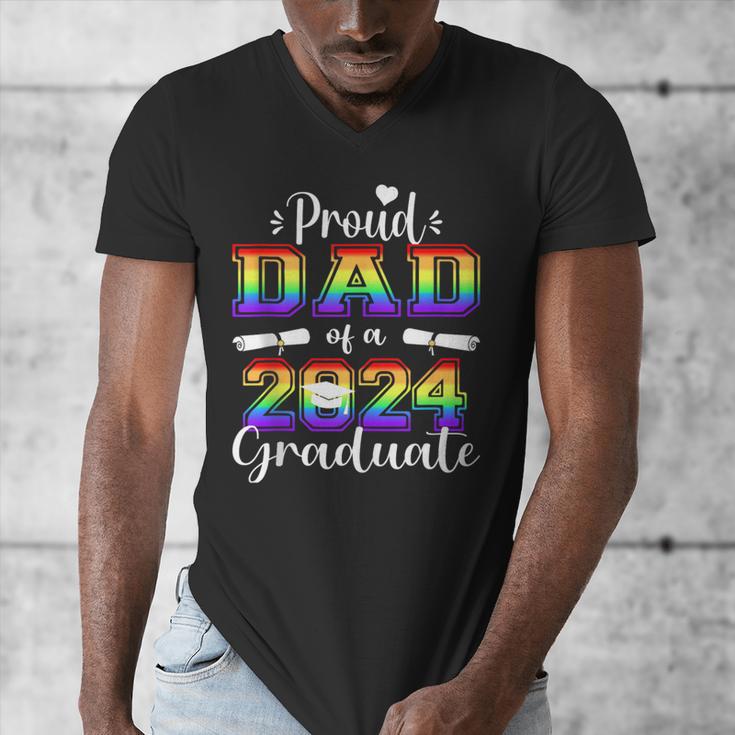Proud Dad Of 2024 Graduate Class 2024 Graduation Family Men's V-Neck T-Shirt