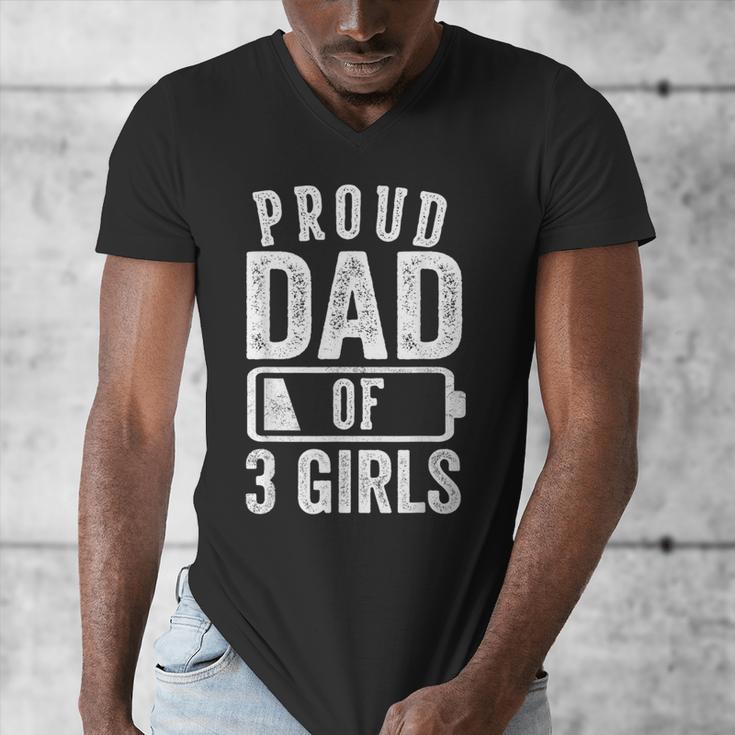 Proud Dad Of 3 Girls Daddy Of Three Daughters Men's V-Neck T-Shirt