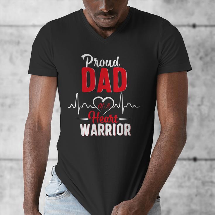 Proud Dad Of a Heart Warrior CHD Awareness Shirt Gift Men's V-Neck T-Shirt