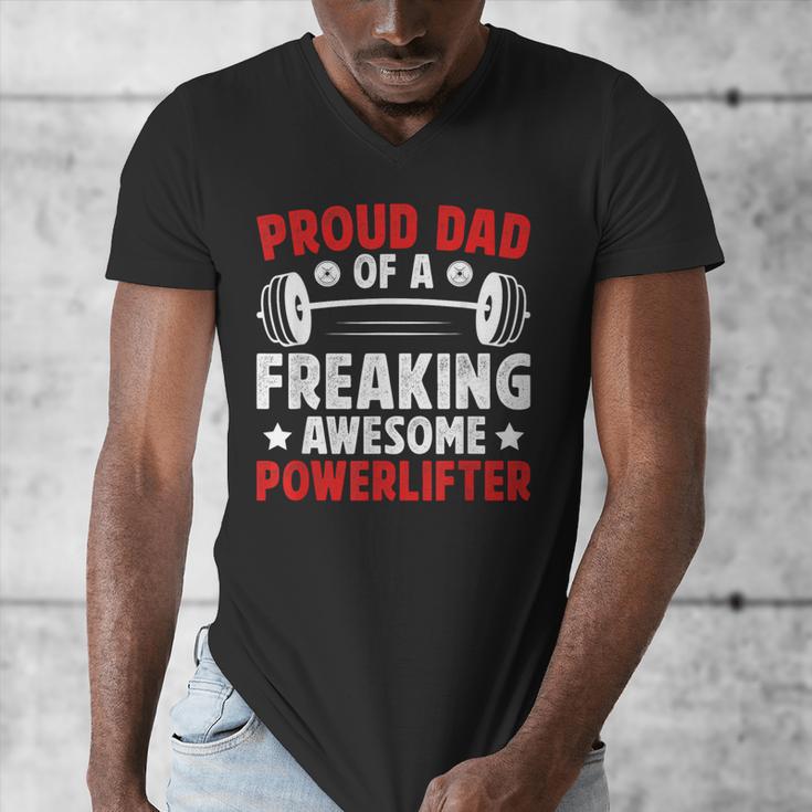 Proud Dad Of A Powerlifter Father Powerlifting Dad Men's V-Neck T-Shirt