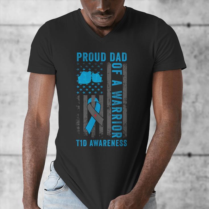 Proud Dad Of A T1D Warrior Type 1 Diabetes Awareness Men's V-Neck T-Shirt Proud Dad Of A T1D Warrior Type 1 Diabetes Awareness Men's V-Neck T-Shirt