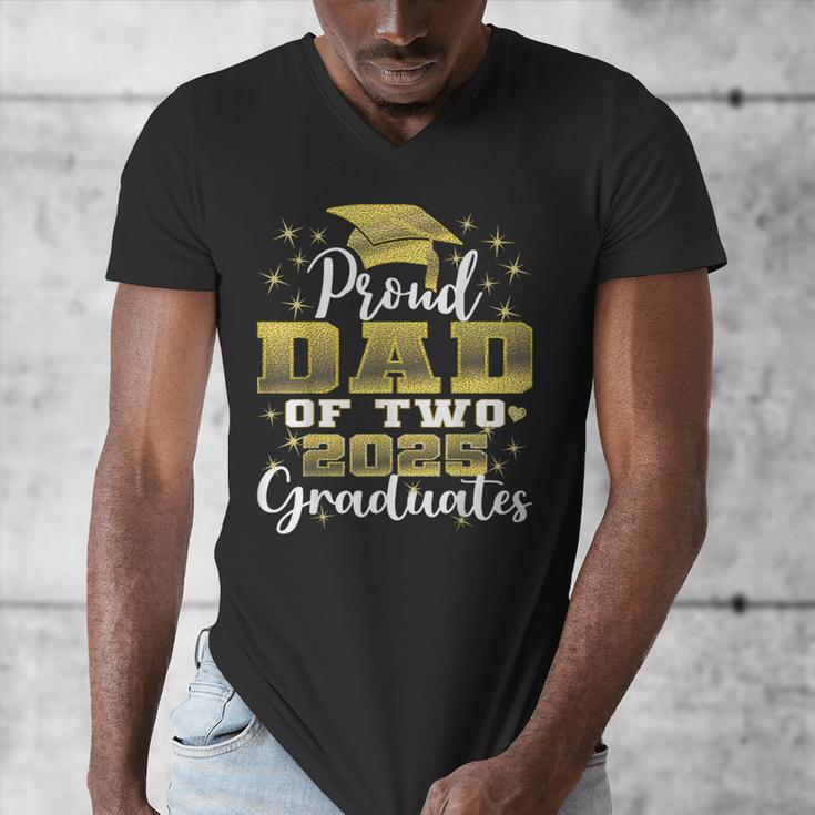 Proud Dad Of Two 2025 Graduates Graduation Family Men's V-Neck T-Shirt