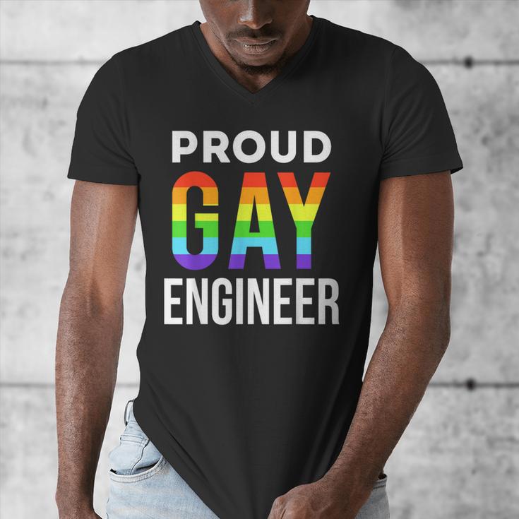 Proud Gay Engineer LGBTQ Rainbow Engineering Graduation Men's V-Neck T-Shirt