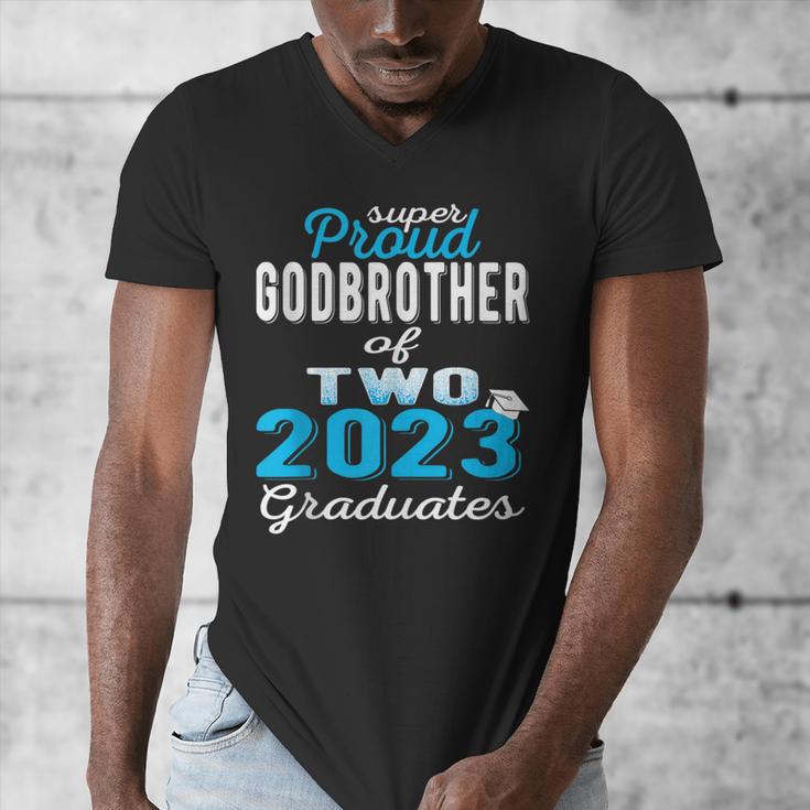 Proud Godbrother Of Two 2023 Graduate Class 2023 Graduation Men's V-Neck T-Shirt