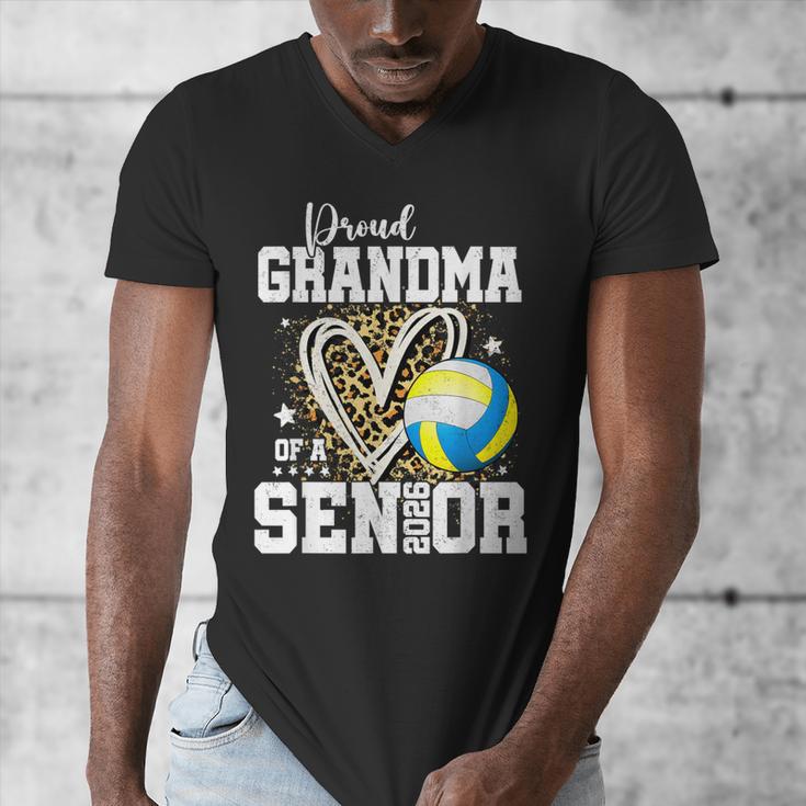 Proud Grandma Of A 2026 Senior Volleyball Graduation Leopard Men's V-Neck T-Shirt