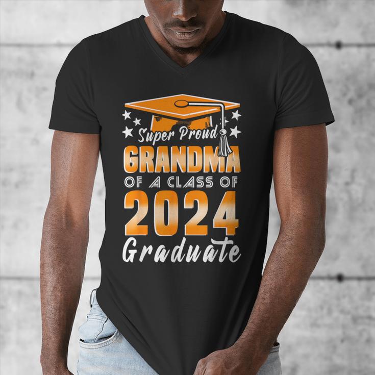 Proud Grandma Of A Class Of 2024 Matching Family Graduation Men's V-Neck T-Shirt