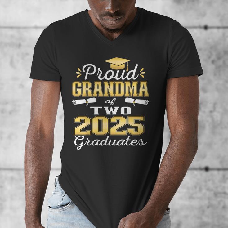 Proud Grandma Of Two 2025 Graduates Graduation Family Men's V-Neck T-Shirt