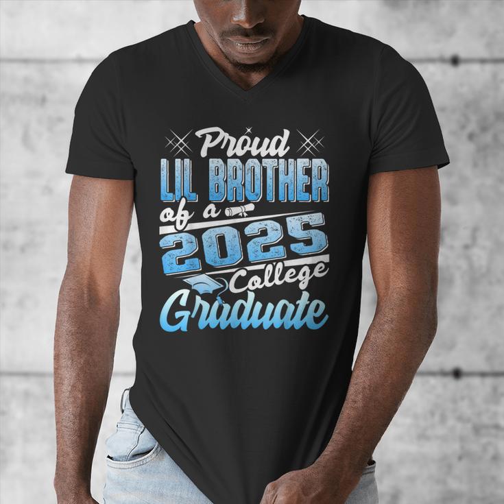 Proud Lil Brother Of 2025 Graduate College Shirt Graduation Men's V-Neck T-Shirt