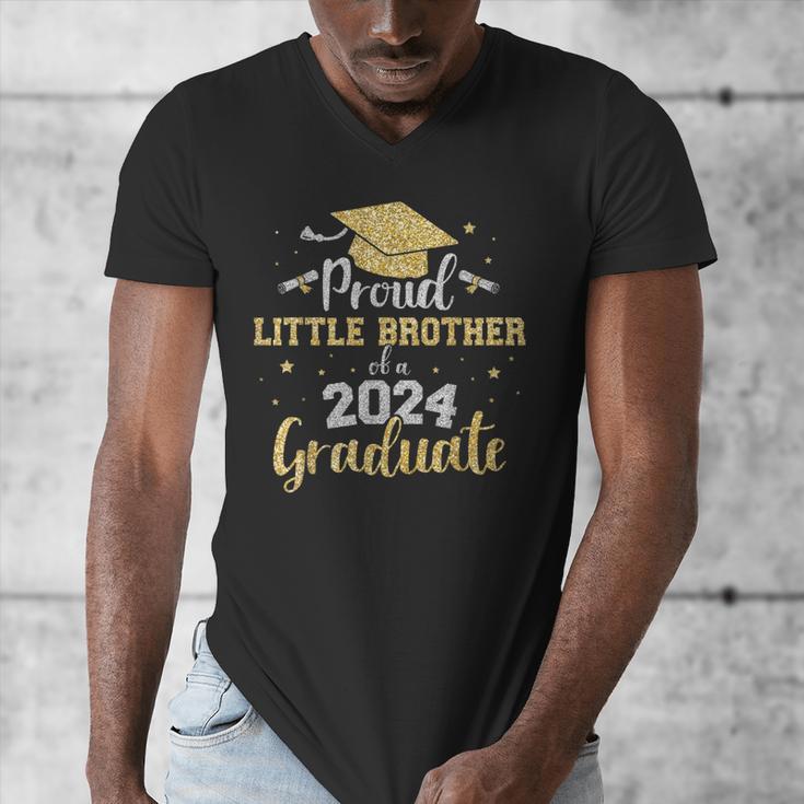Proud Little Brother Class 2024 Graduate Senior Graduation Men's V-Neck T-Shirt