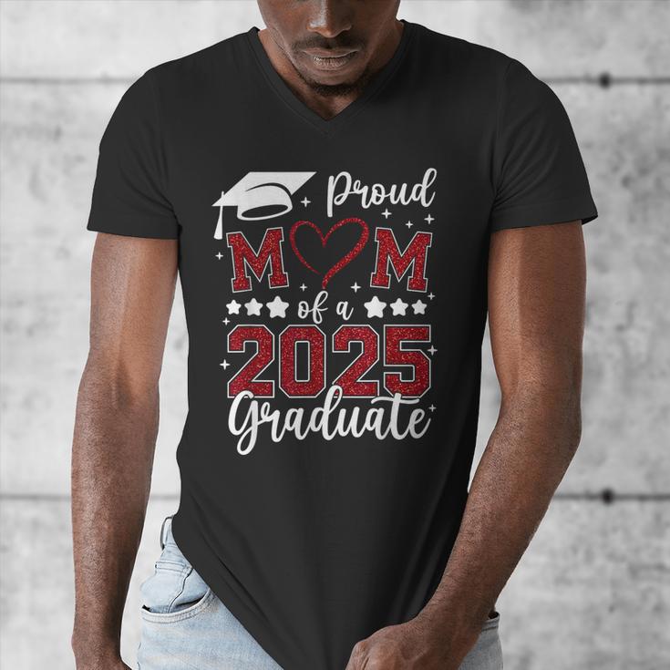 Proud Mom Of 2025 Senior Graduate Matching Family Graduation Men's V-Neck T-Shirt