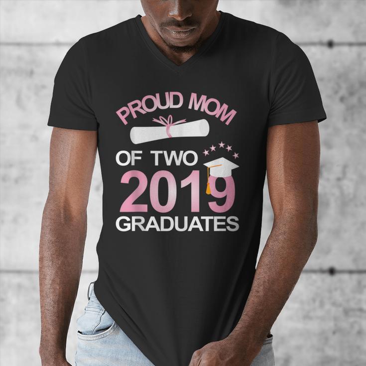 Proud Mom Of Two 2019 Graduates Twin Mama Mother Graduation Men's V-Neck T-Shirt