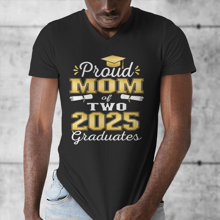 Proud Mom Of Two 2025 Graduates Graduation Family Men's V-Neck T-Shirt