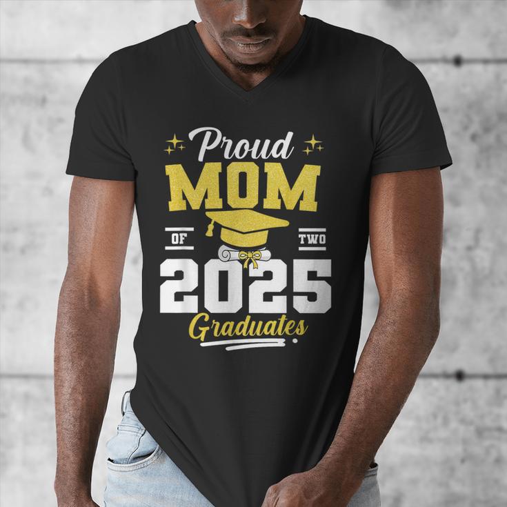 Proud Mom Of Two Class Of 2025 Graduates Twins Graduation Men's V-Neck T-Shirt