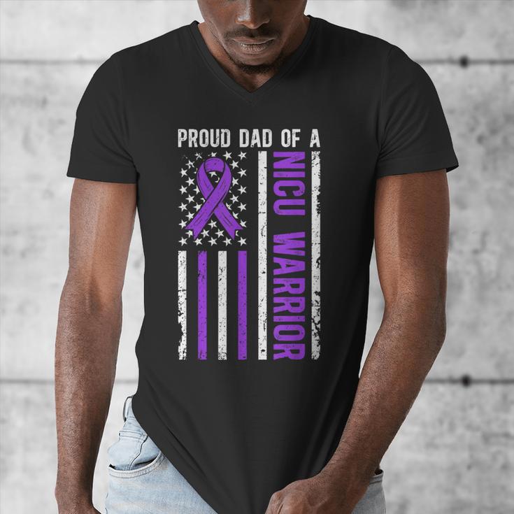 Proud NICU Dad Of NICU Warrior Micro Preemie Baby Father Men's V-Neck T-Shirt