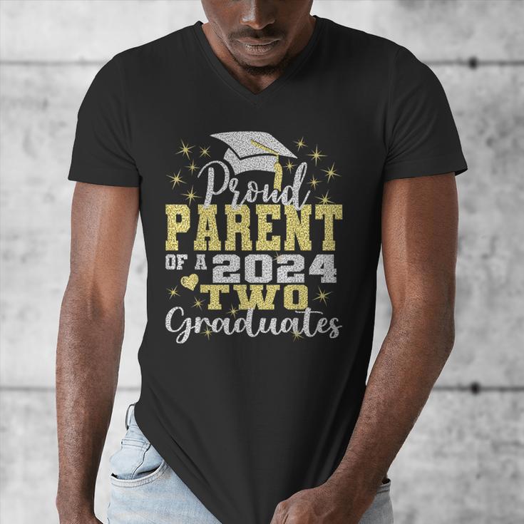 Proud Parent Of Two 2024 Graduate Class 2024 Graduation Men's V-Neck T-Shirt
