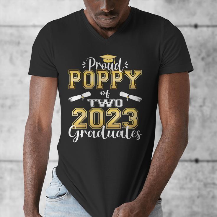Proud Poppy Of Two 2023 Graduate Class 2023 Graduation Men's V-Neck T-Shirt