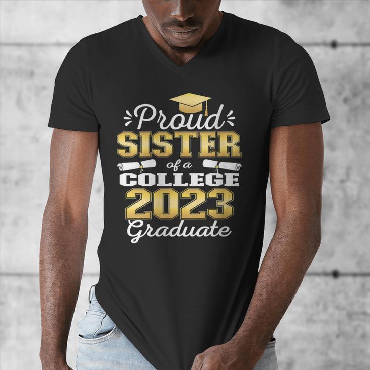 Proud Sister Of 2023 College Graduate Family 23 Graduation Men's V-Neck T-Shirt