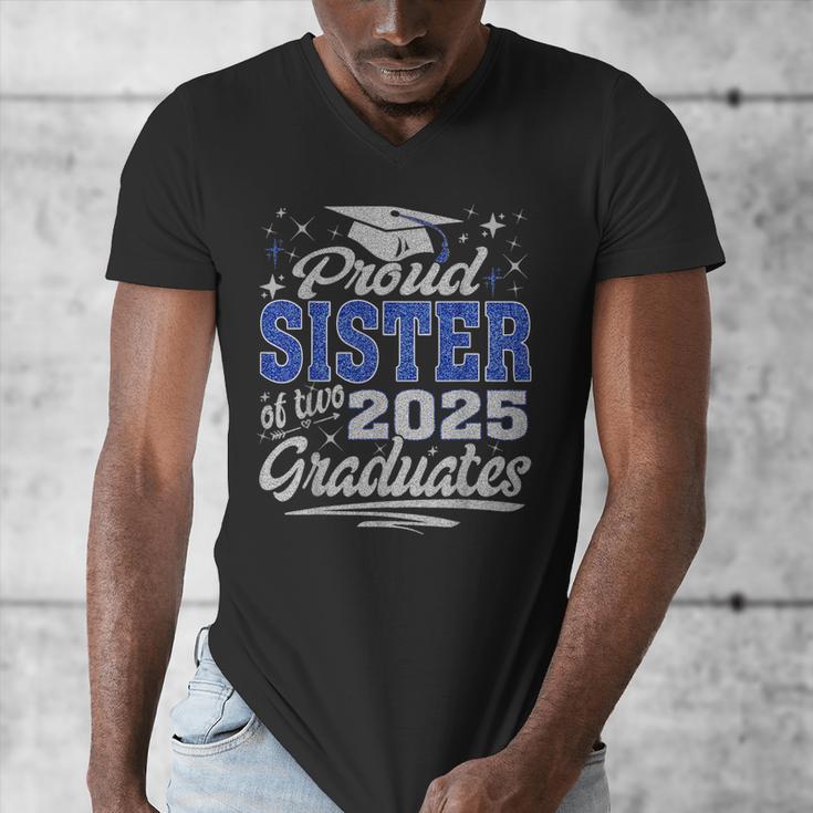 Proud Sister Of Two Class Of 2025 Graduates Twins Graduation Men's V-Neck T-Shirt