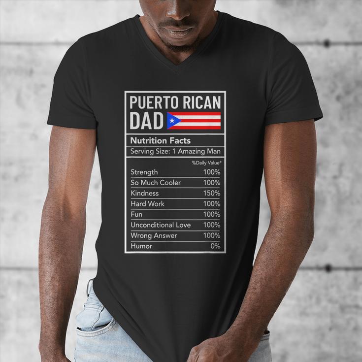 Puerto Rican Dad Nutrition Facts Pride Father's Day Men's V-Neck T-Shirt