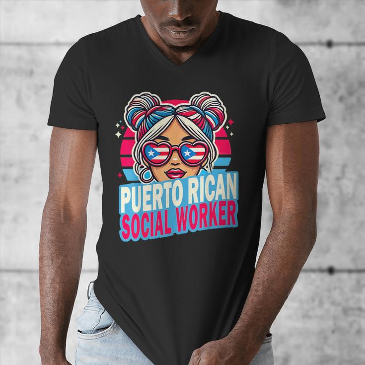 Puerto Rican Latina Social Worker MSW Masters Graduation Men's V-Neck T-Shirt
