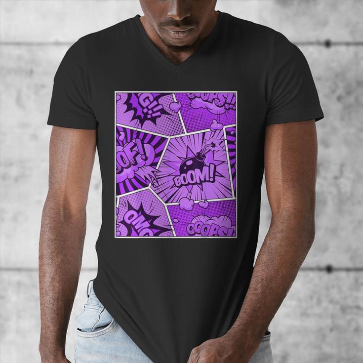 Purple Comic Book Purple Color Graphic Men's V-Neck T-Shirt