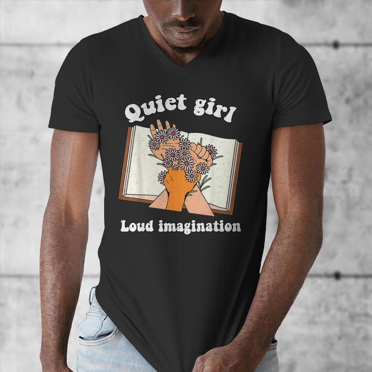 Quiet Girl Loud Imagination Book Lover Bookworm Reader Men's V-Neck T-Shirt
