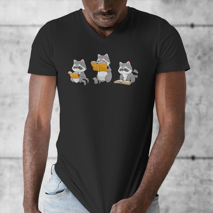 Raccoons Reading Books Raccoon Bookish Bookworm Raccoon Book Men's V-Neck T-Shirt Raccoons Reading Books Raccoon Bookish Bookworm Raccoon Book Men's V-Neck T-Shirt