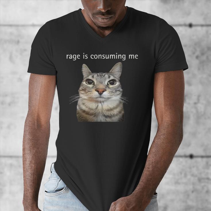 Rage Is Consuming Me Silly Staring Cat Meme Dad Mom Men's V-Neck T-Shirt