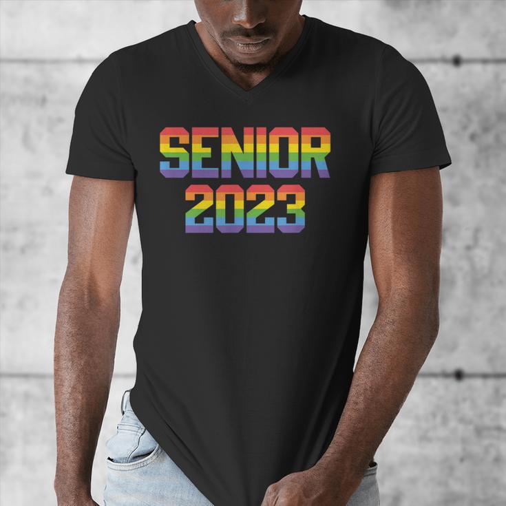 Rainbow LGBT Pride Senior 2023 Graduation Men's V-Neck T-Shirt