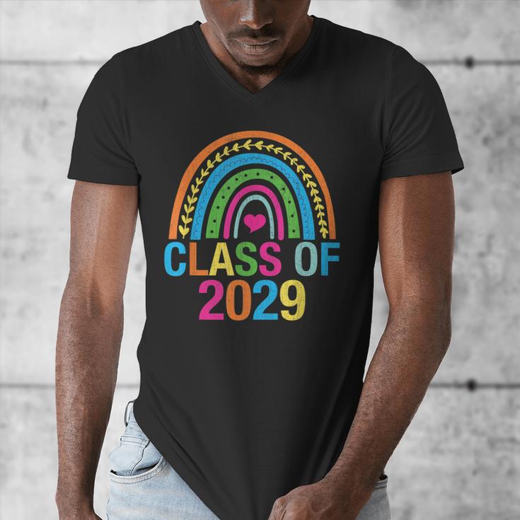 Rainbow Senior 2029 Shirt Class Of 2029 Cute Graduation Men's V-Neck T-Shirt