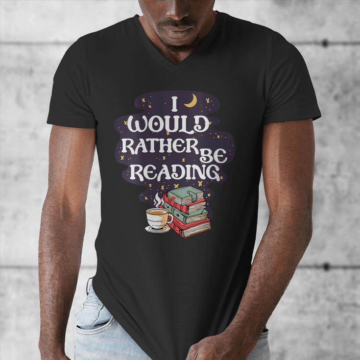 I Would Rather Be Reading Bookworm Book Lover Librarian Kids Men's V-Neck T-Shirt