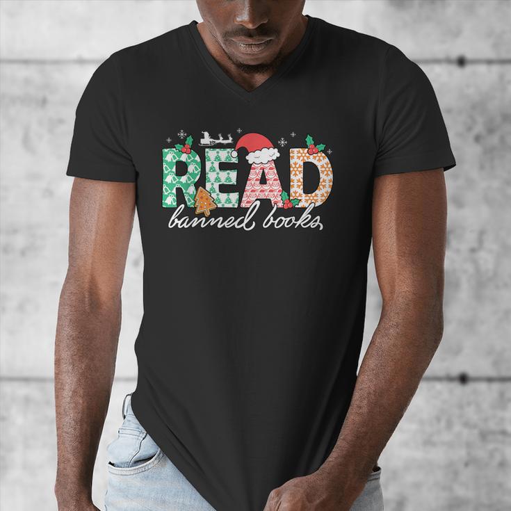 Read Banned Books Christmas Holiday Men's V-Neck T-Shirt
