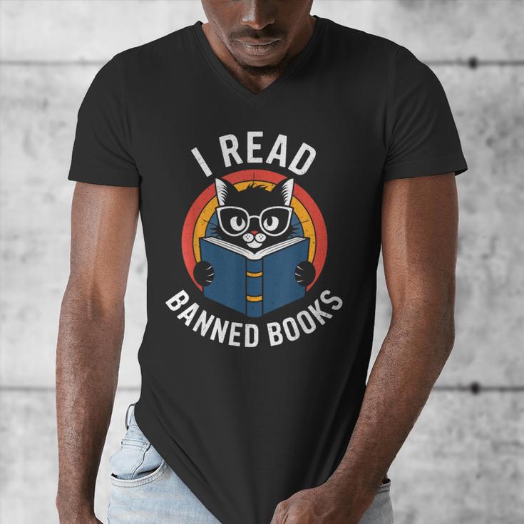 I Read Banned Books For Men Women Cat Banned Books Men's V-Neck T-Shirt