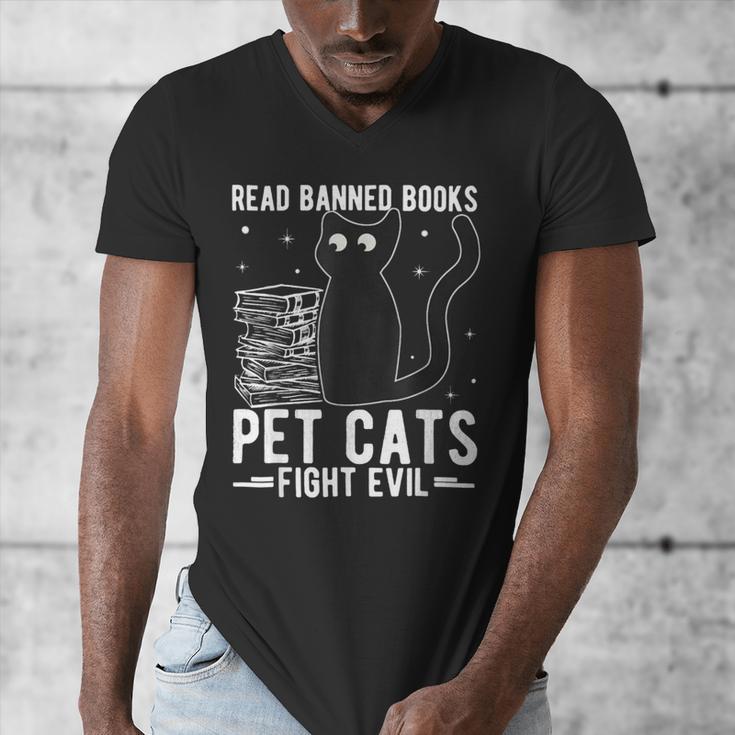 Read Banned Books Pet Cats Fight Evil Read Banned Books Men's V-Neck T-Shirt