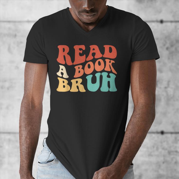 Read A Book Bruh Read Reading Librarian Boys Teen Kids Men's V-Neck T-Shirt