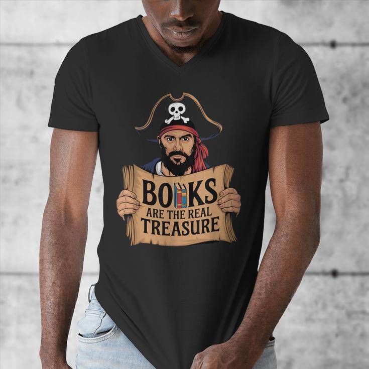 Read Book Reader Library Reading Librarian Pirate Bookworm Men's V-Neck T-Shirt
