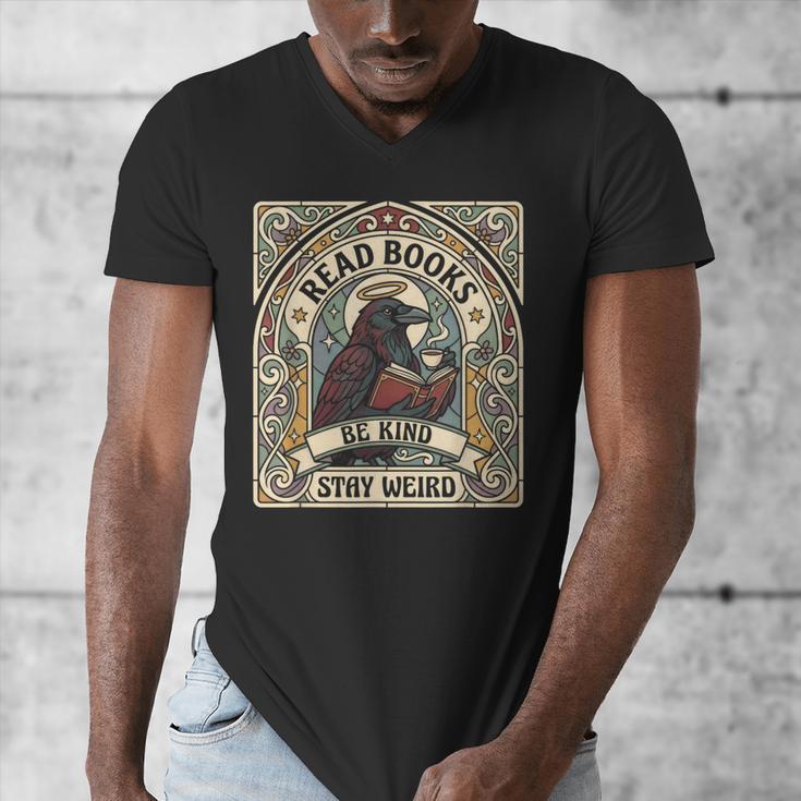 Read Books Be Kind Stay Weird Raven Tarot Reading Coffee Men's V-Neck T-Shirt