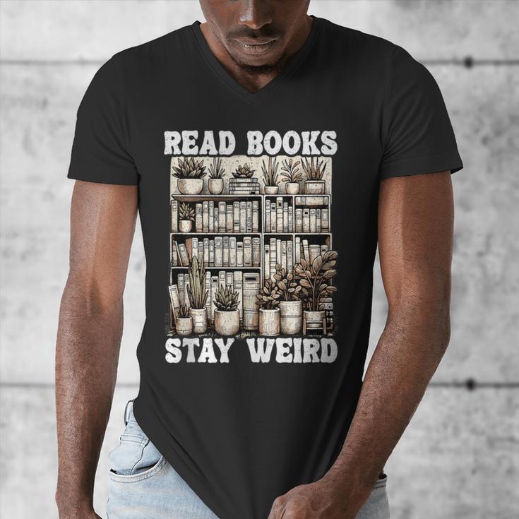 Read Books Stay Weird Introvert Book Lover Book Men's V-Neck T-Shirt