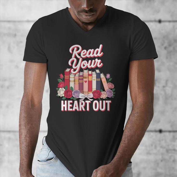 Read Your Heart Out Book Lover Reading Enthusiasts Floral Men's V-Neck T-Shirt Read Your Heart Out Book Lover Reading Enthusiasts Floral Men's V-Neck T-Shirt