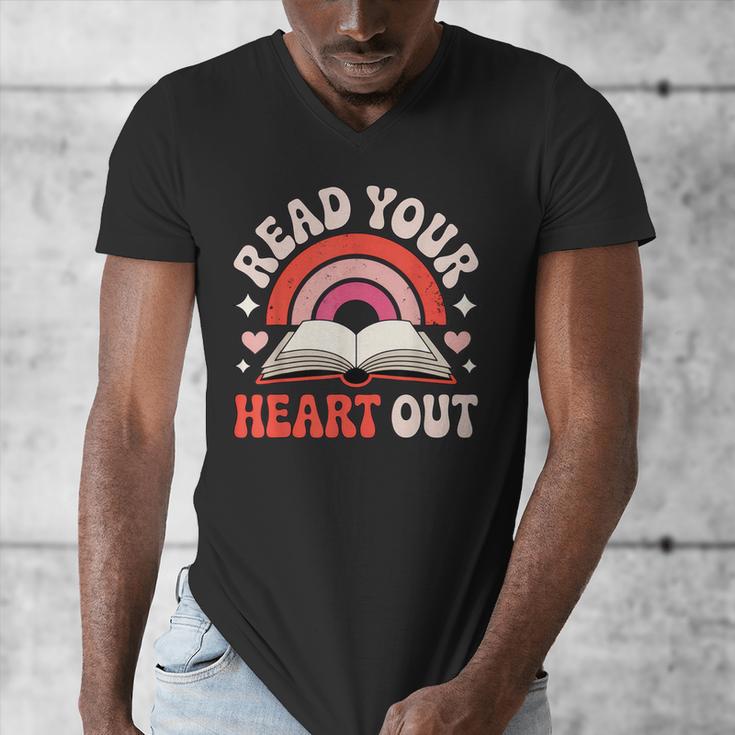 Read Your Heart Out Book Lovers Emotional Fall Vibes Men's V-Neck T-Shirt