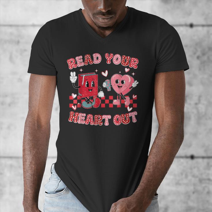 Read Your Heart Out Valentine Teacher Book Lover Men's V-Neck T-Shirt