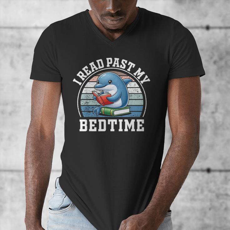 I Read Past My Bedtime Reading Dolphin Book Lover Men's V-Neck T-Shirt I Read Past My Bedtime Reading Dolphin Book Lover Men's V-Neck T-Shirt