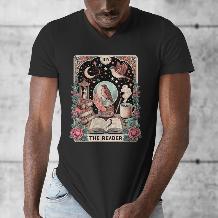 The Reader Tarot Card Shirt Bird Book Lover Bookworm Men's V-Neck T-Shirt The Reader Tarot Card Shirt Bird Book Lover Bookworm Men's V-Neck T-Shirt
