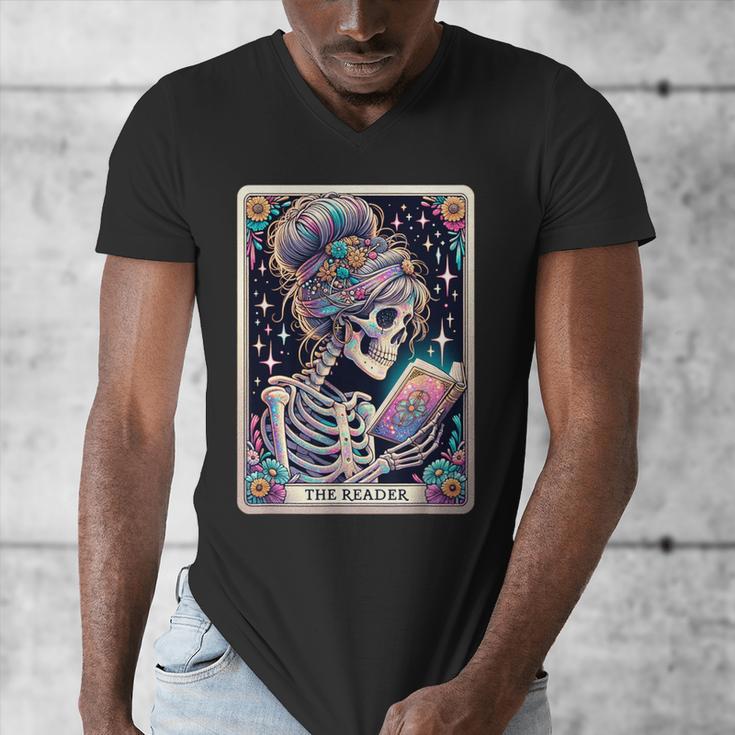 The Reader Tarot Card Women Book Lover Librarian Read Men's V-Neck T-Shirt The Reader Tarot Card Women Book Lover Librarian Read Men's V-Neck T-Shirt
