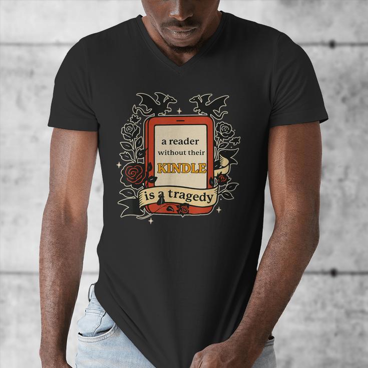 A Reader Without Their Book Is A Tragedy Dragon Rider Quote Men's V-Neck T-Shirt A Reader Without Their Book Is A Tragedy Dragon Rider Quote Men's V-Neck T-Shirt