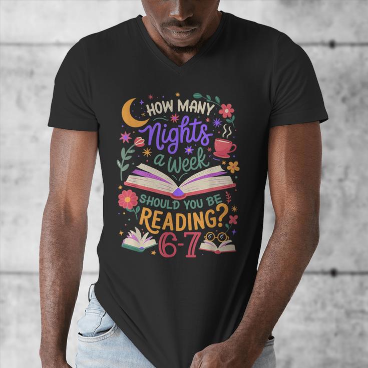 Reading 6 7 Meme Six Seven Cozy Book Lover Teacher Men's V-Neck T-Shirt