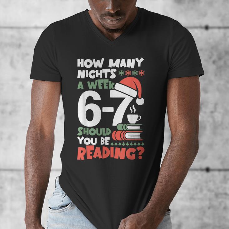 Reading 67 Meme English Teacher Christmas Book Lover Men's V-Neck T-Shirt