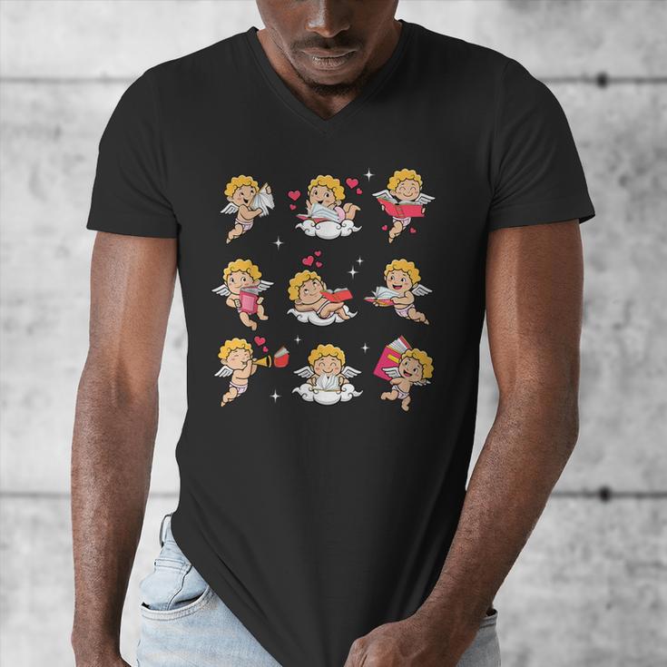 Reading Cupids Books Valentine's Day Teachers Book Lovers Men's V-Neck T-Shirt