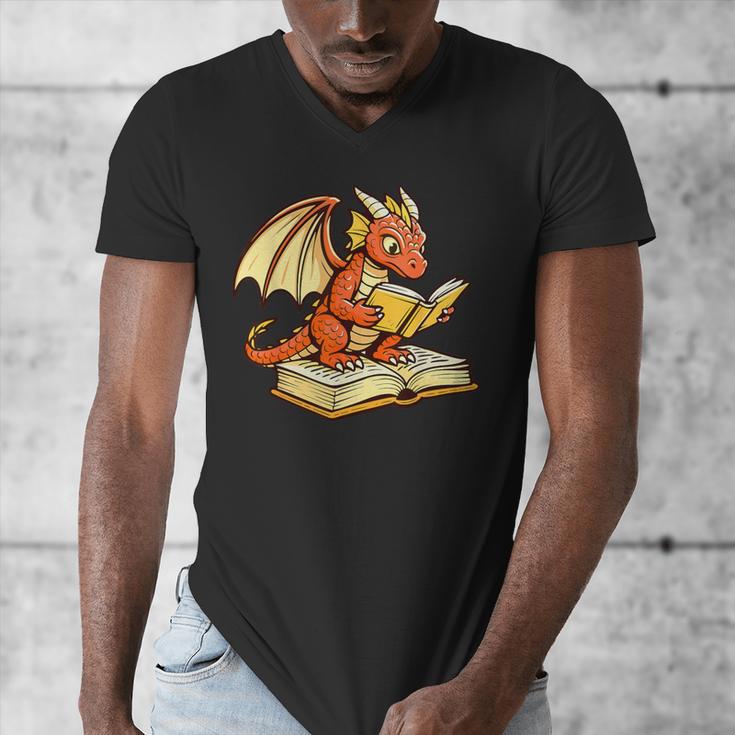 Reading Dragon Book Lover Bookworm Reader Men's V-Neck T-Shirt Reading Dragon Book Lover Bookworm Reader Men's V-Neck T-Shirt